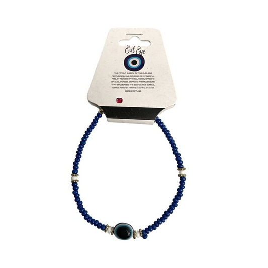 Evil eye bracelet - Blue with white beads - Case of 3