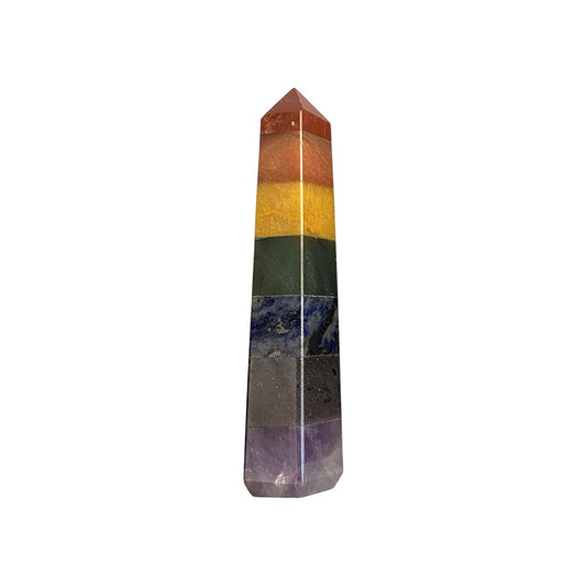 Small obelisk tower 7 chakra crystal, 7cm
