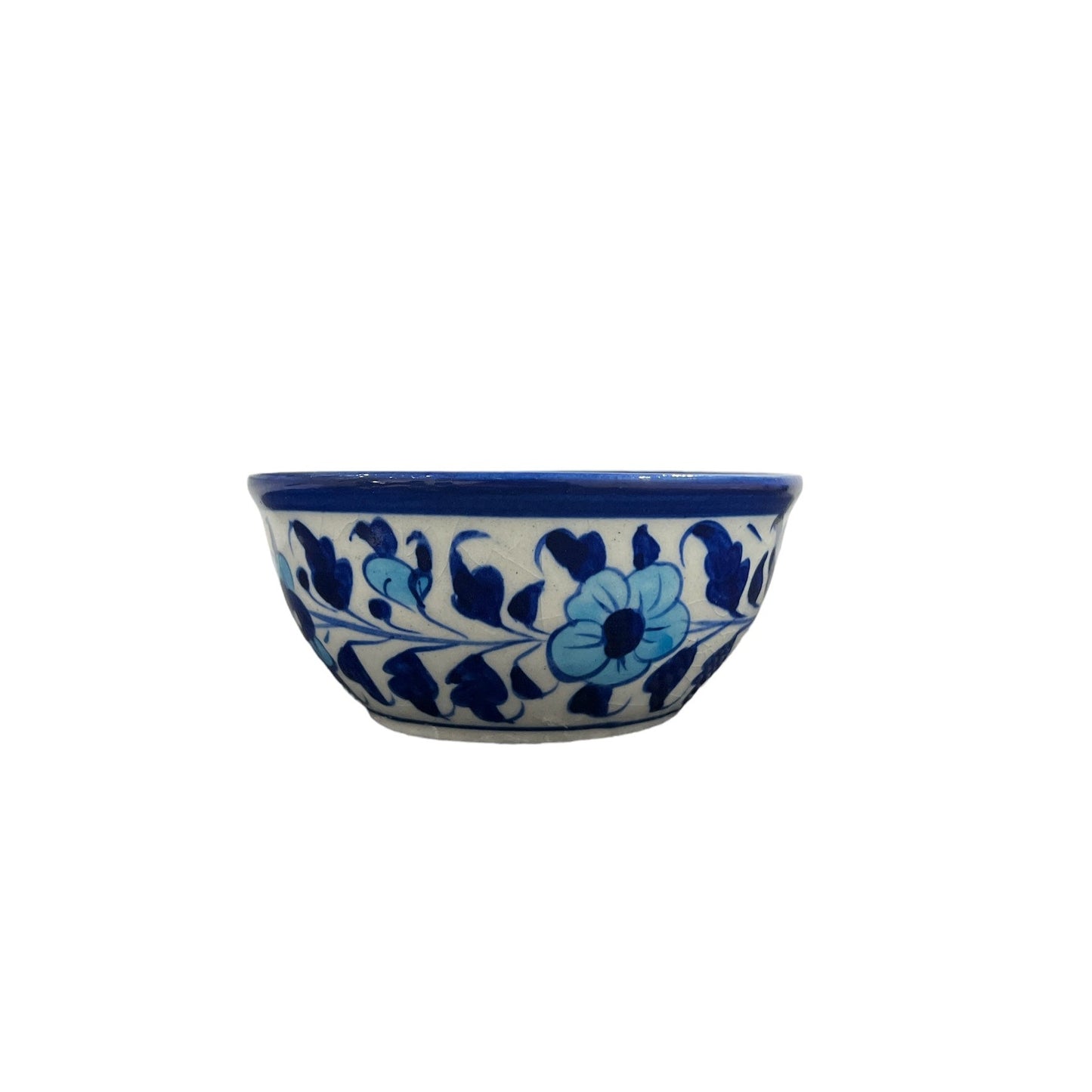 Blue Pottery Serving Bowl - Light Blue Flower Design (Set of 2)