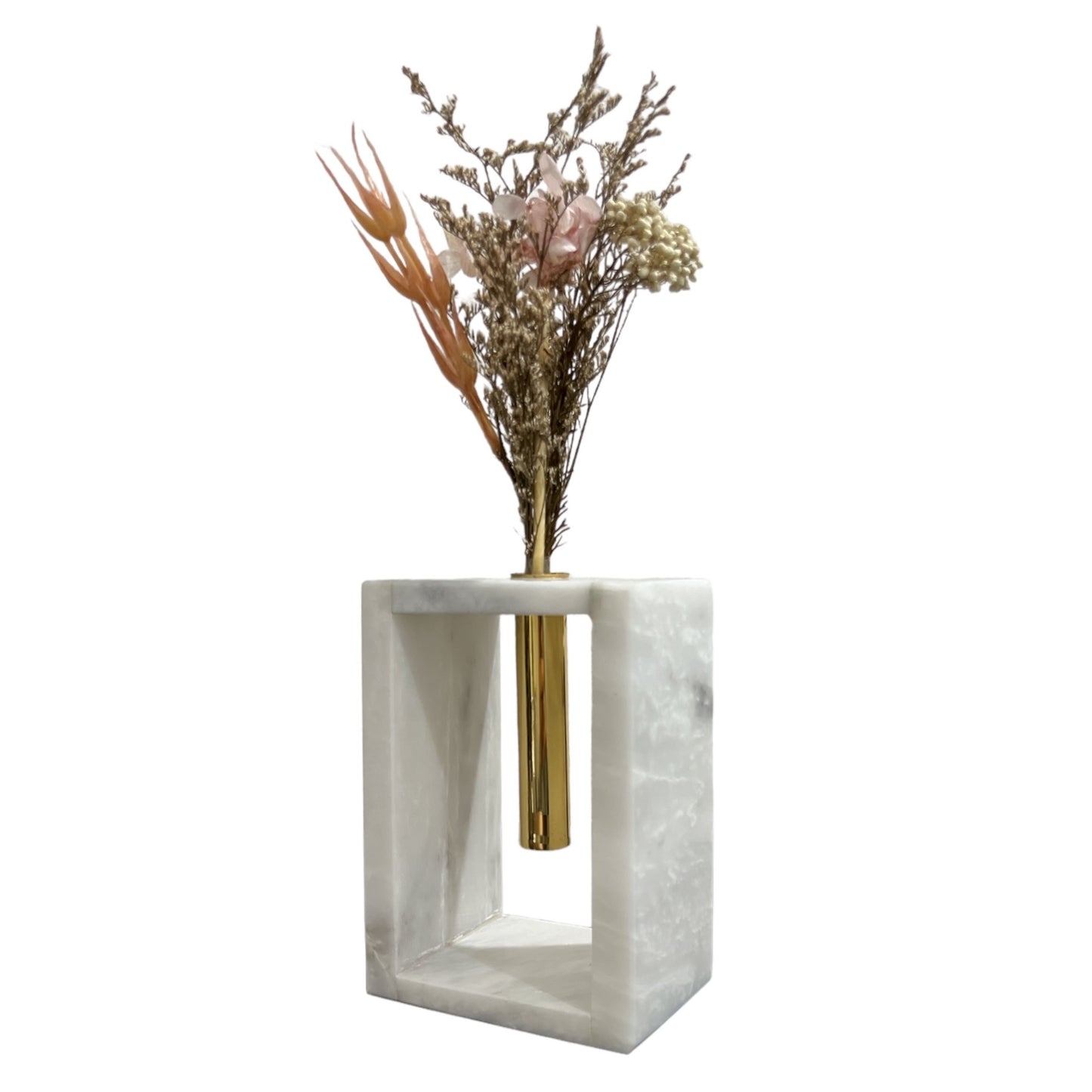 Marble Vase with Brass Holder (10cm x 15cm)