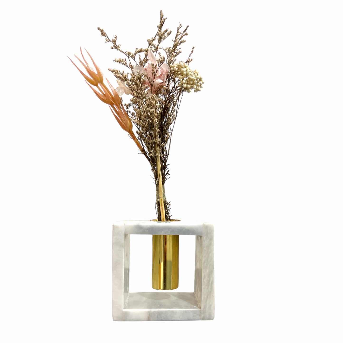 Marble Vase with Brass Holder (10cm x 10cm)