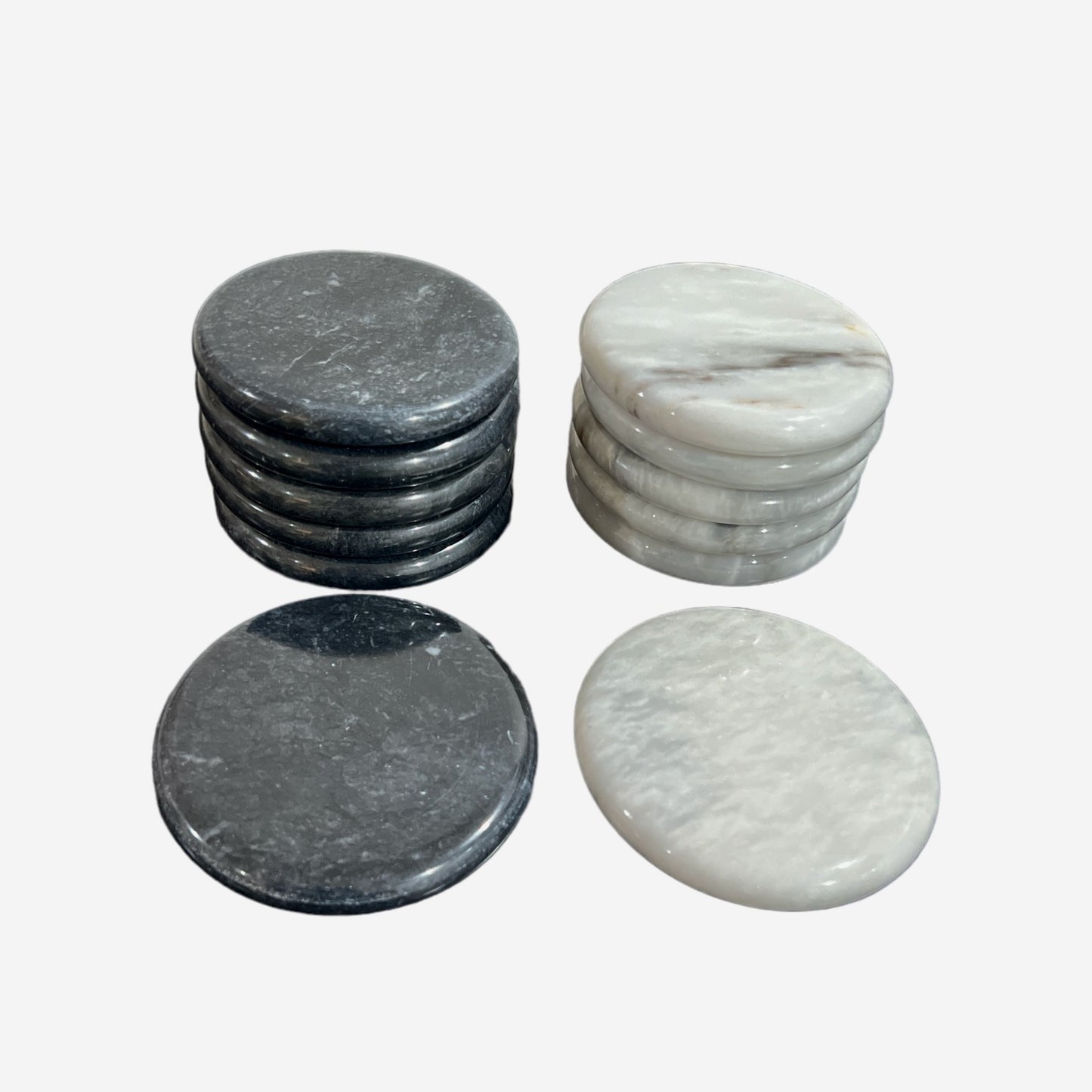 Black Marble Coaster Round (9cm) - Set of 4