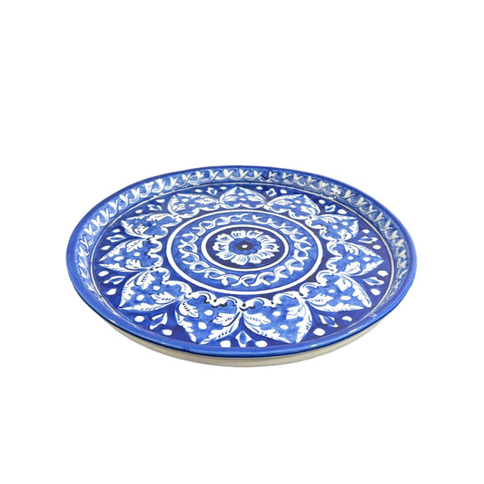 Blue Pottery Platter Hand Made Platter - Mandala Design