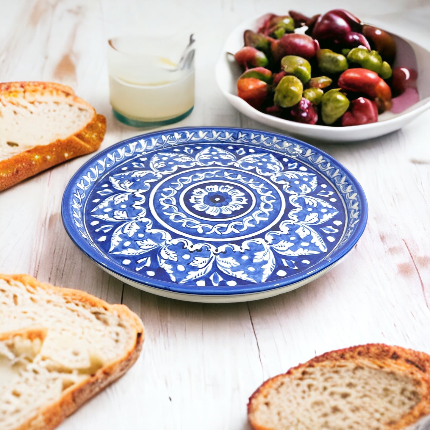 Blue Pottery Platter Hand Made Platter - Mandala Design