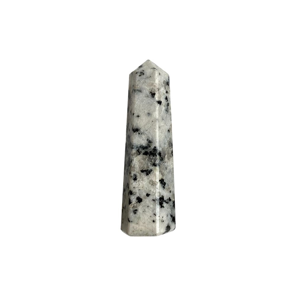 Small obelisk tower rainbow moonstone crystal, 7cm