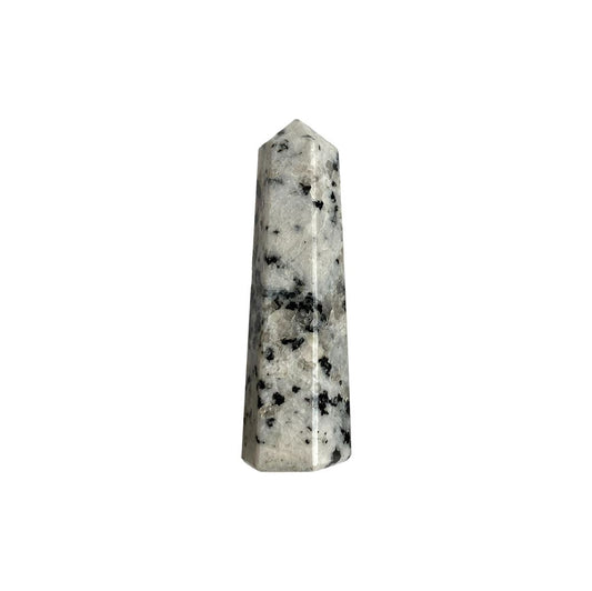 Small obelisk tower rainbow moonstone crystal, 7cm