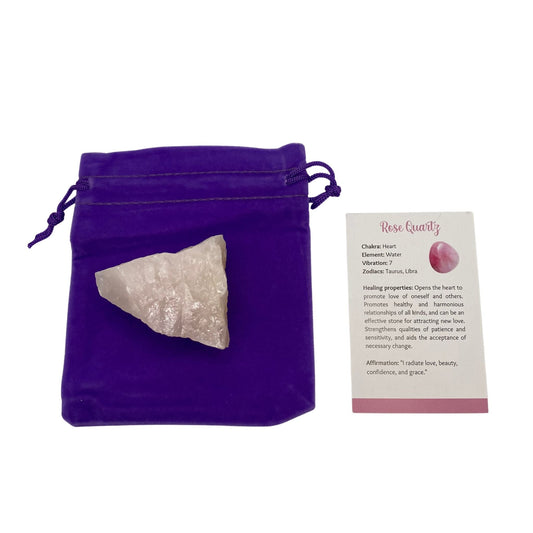 Rose Quartz Rough Cut Crystal with Gift Pouch - Case of 20
