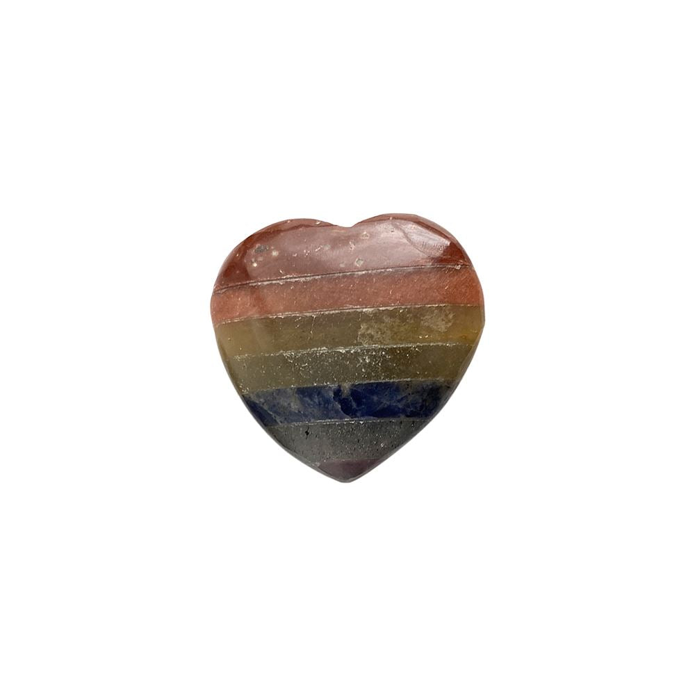 7 Chakra Bonded Small Crystal Heart, 2-3cm - Case of 3