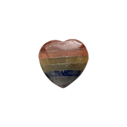 7 Chakra Bonded Small Crystal Heart, 2-3cm - Case of 3
