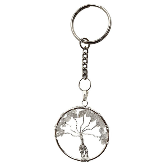 Clear Quartz Tree of Life Keychain 3cm - Case of 3