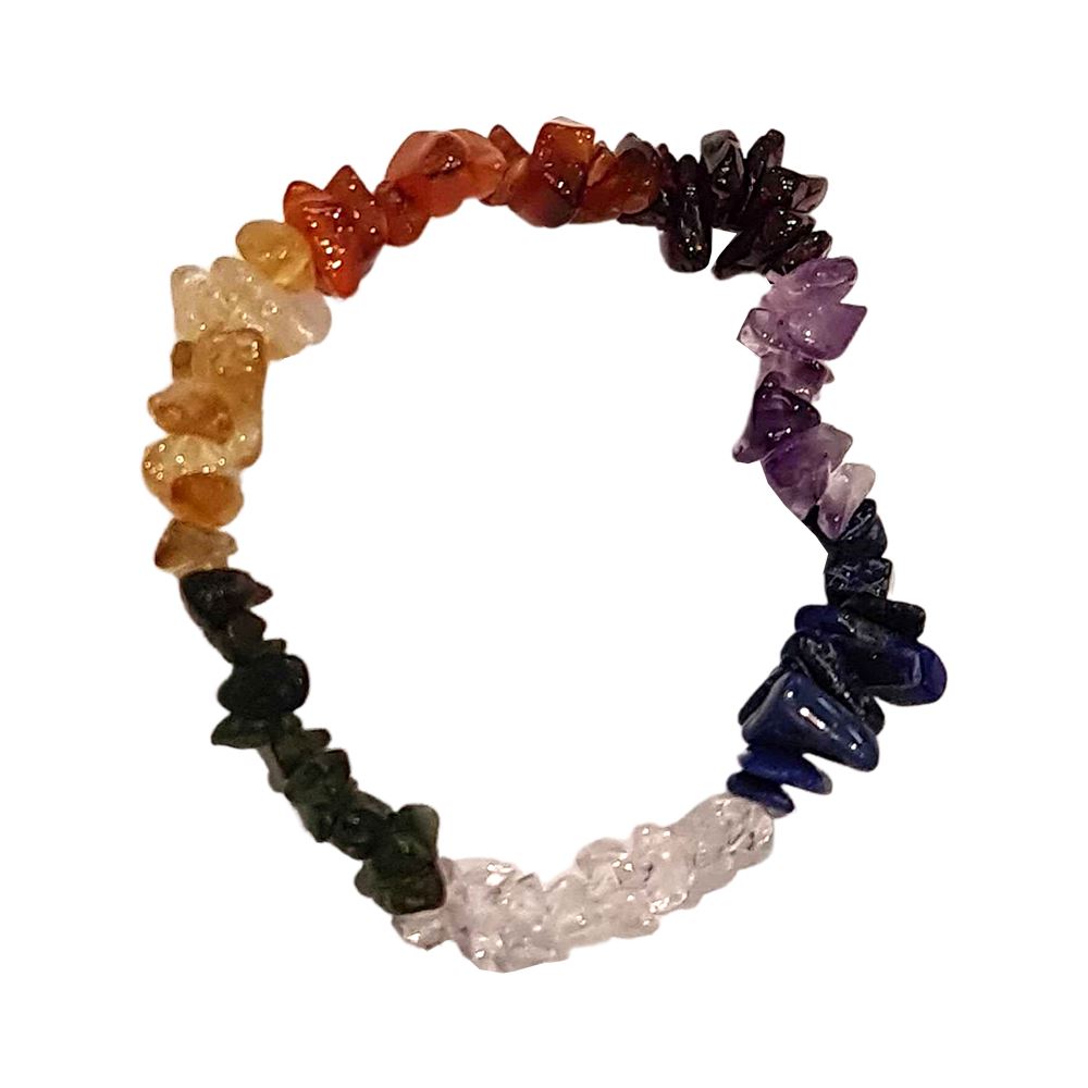 7 Chakra Gemstone Chip Bracelet - Case of 5