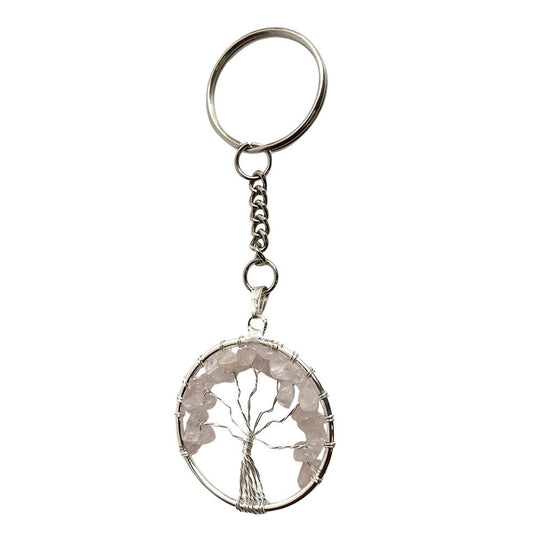Rose Quartz Tree of Life Keychain 3cm - Case of 3