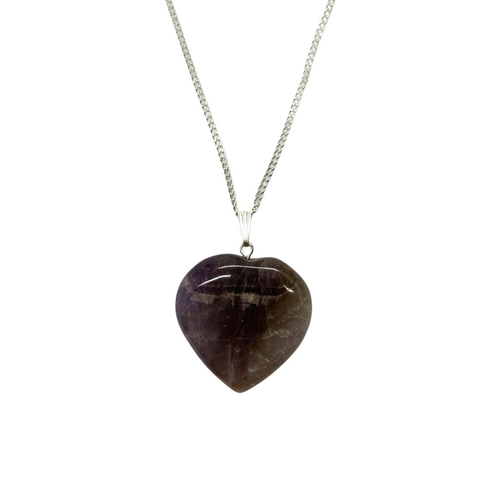 Amethyst Crystal Heart Pendant 3cm - Case of 3