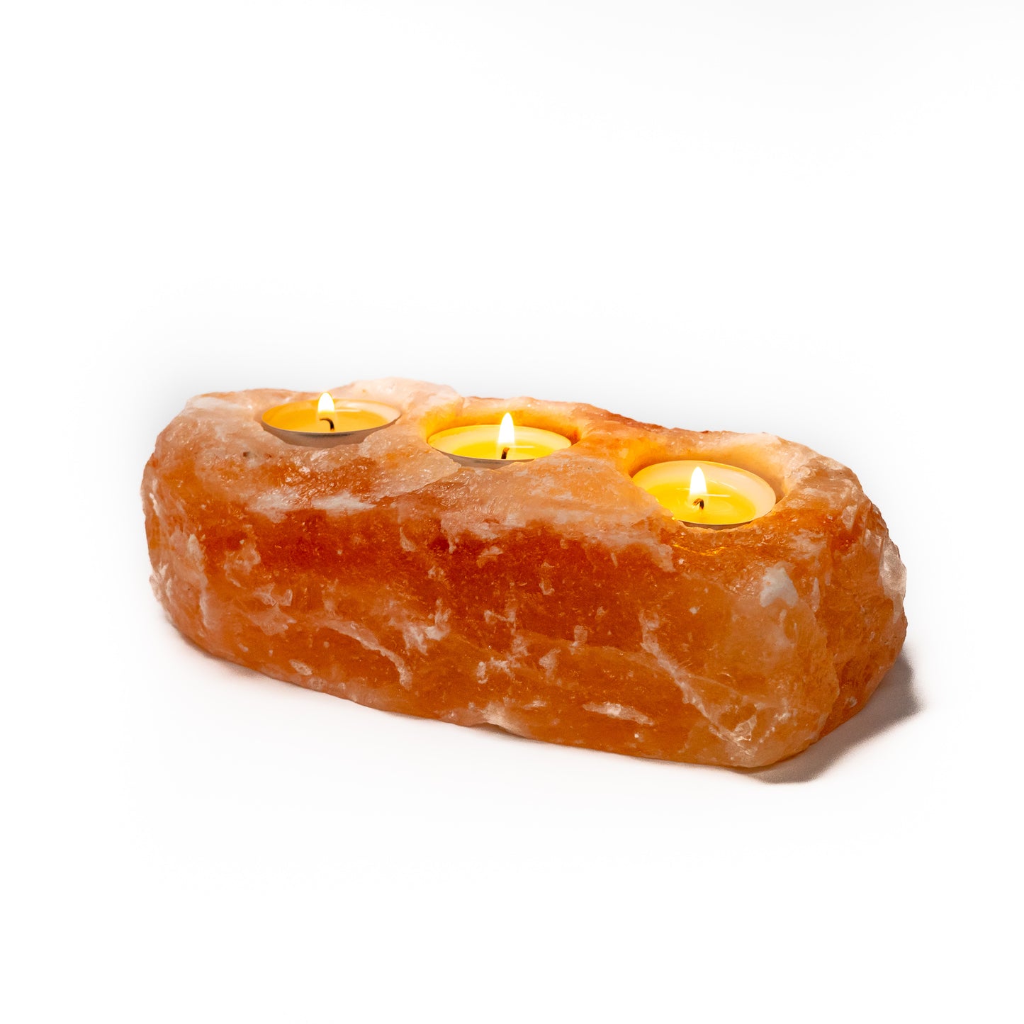 Natural salt candle holder 3 hole (pink)