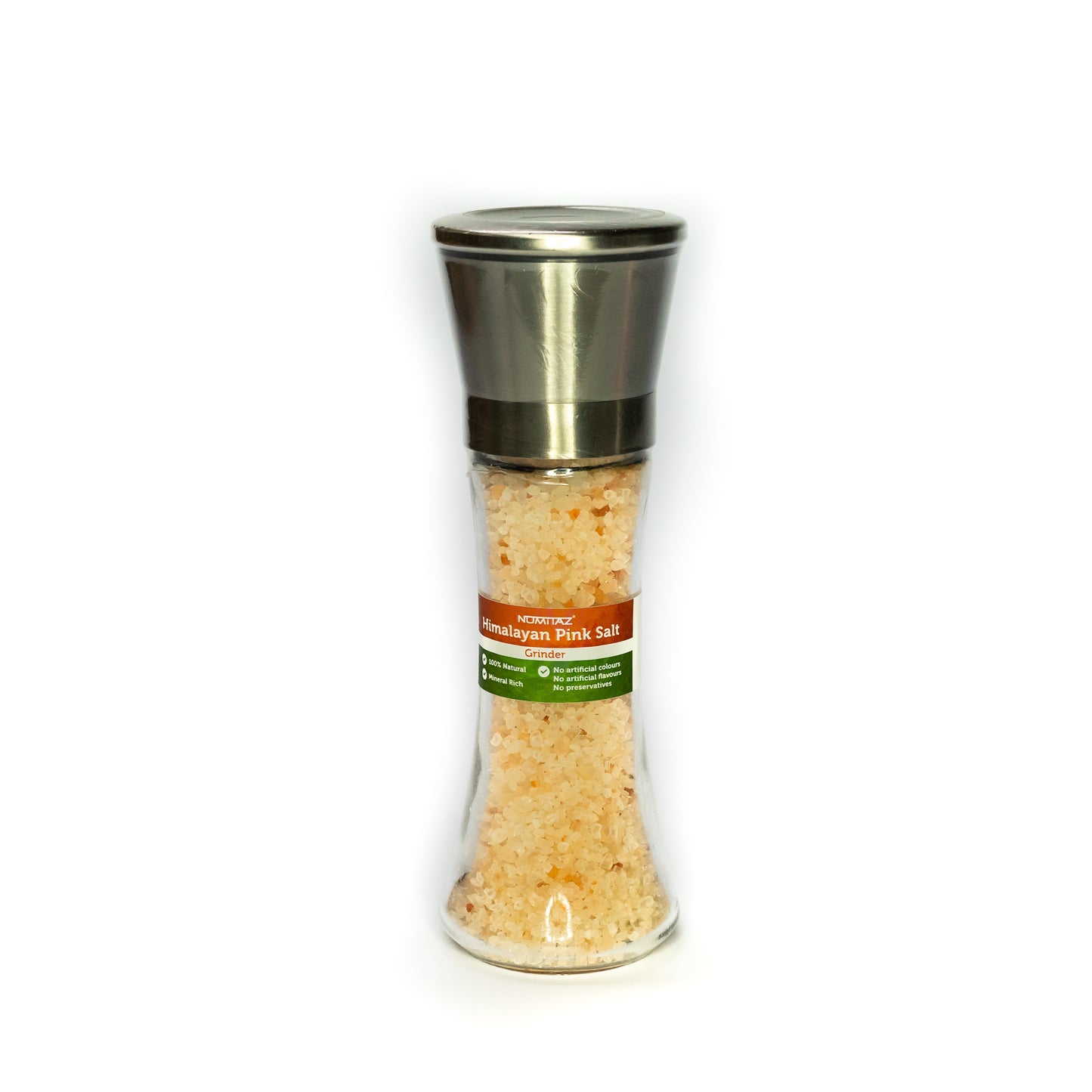 Numitaz Himalayan salt grinder 200g (glass bottle & stainless steel cap) - Case of 6