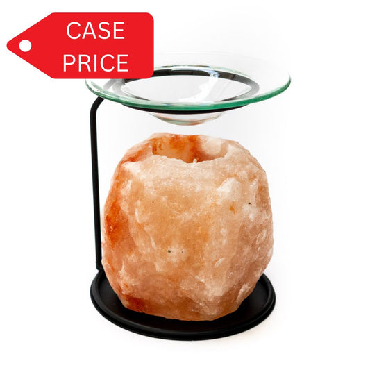 Natural salt oil burner with stand - (pink) - Case of 12