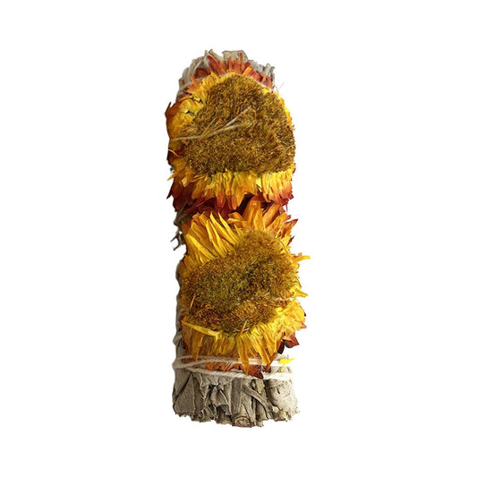 Sunflower and white sage 4" smudge stick - Case of 3