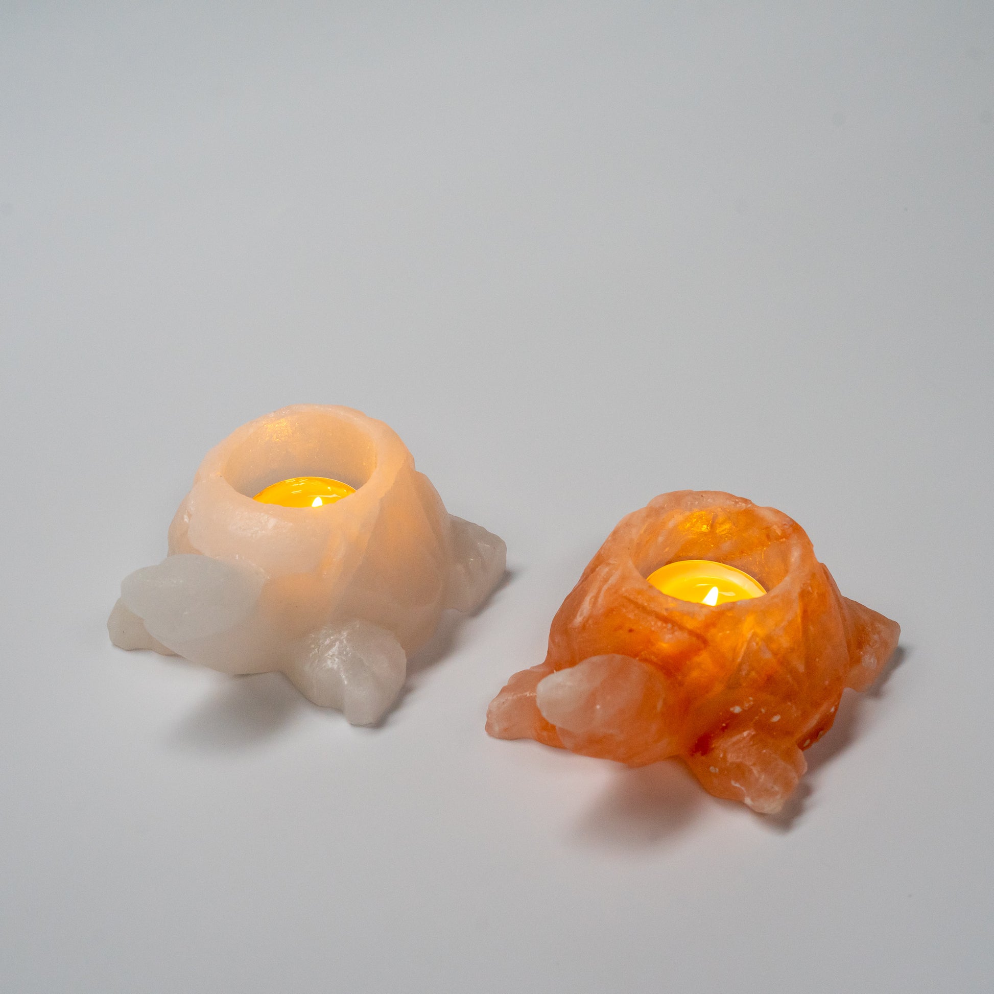 Turtle salt candle holder - pair (pink/white)
