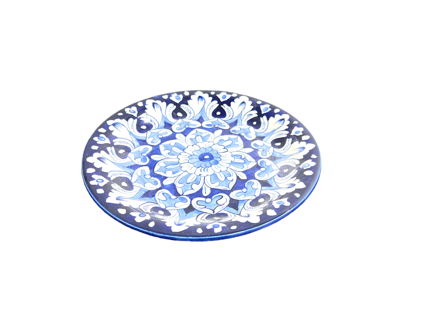 Blue Pottery Ceramic Dinner Plate - Mandala Design
