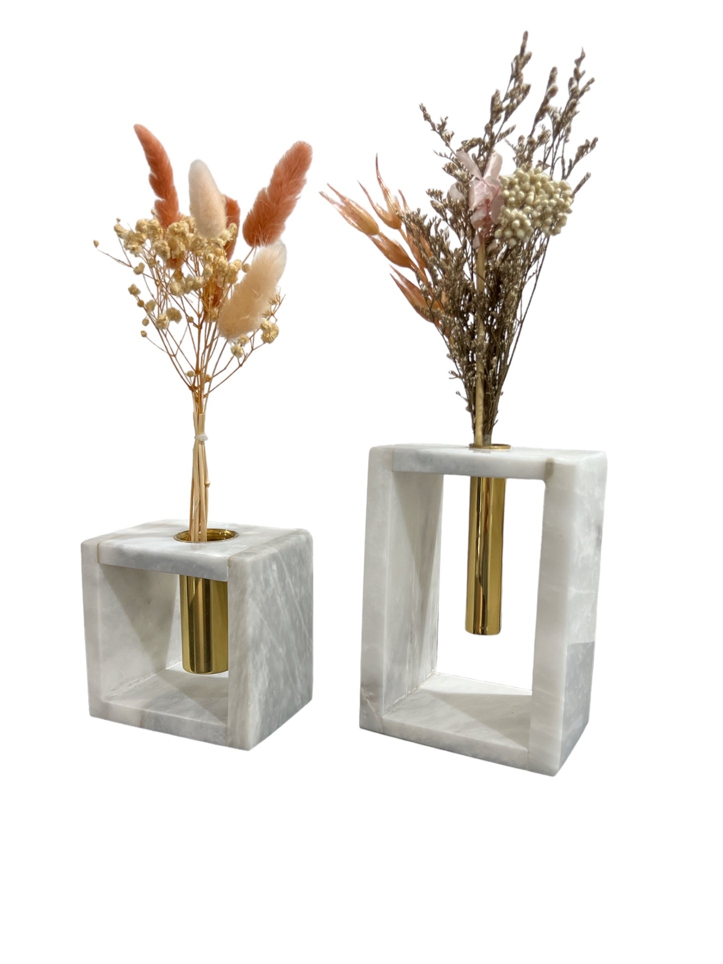 Marble Vase with Brass Holder (10cm x 10cm)