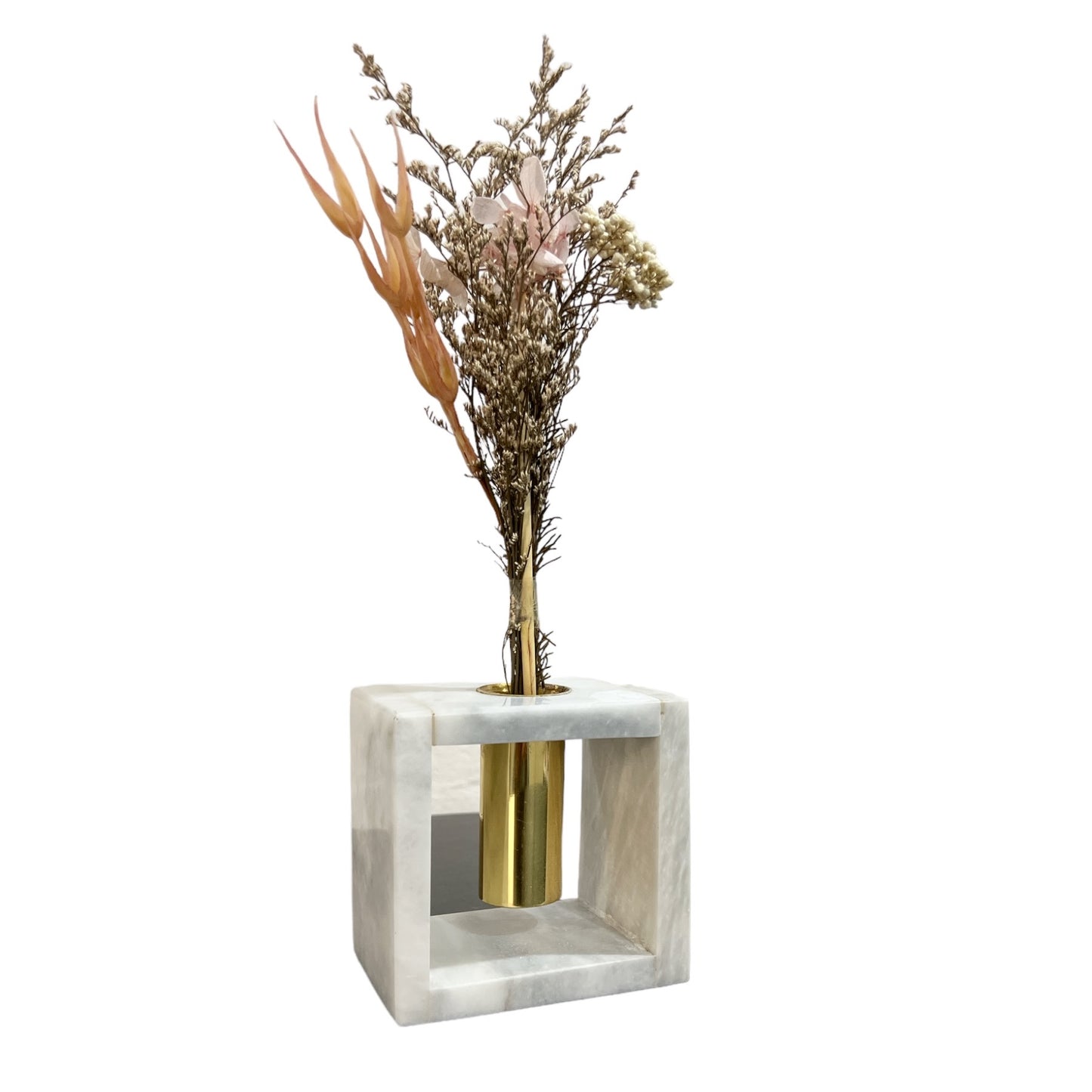 Marble Vase with Brass Holder (10cm x 10cm)