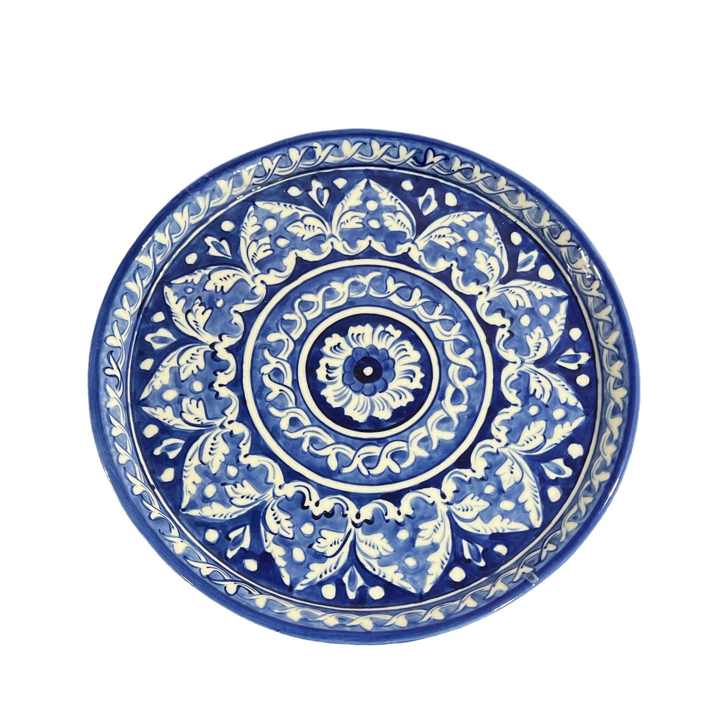 Blue Pottery Platter Hand Made Platter - Mandala Design