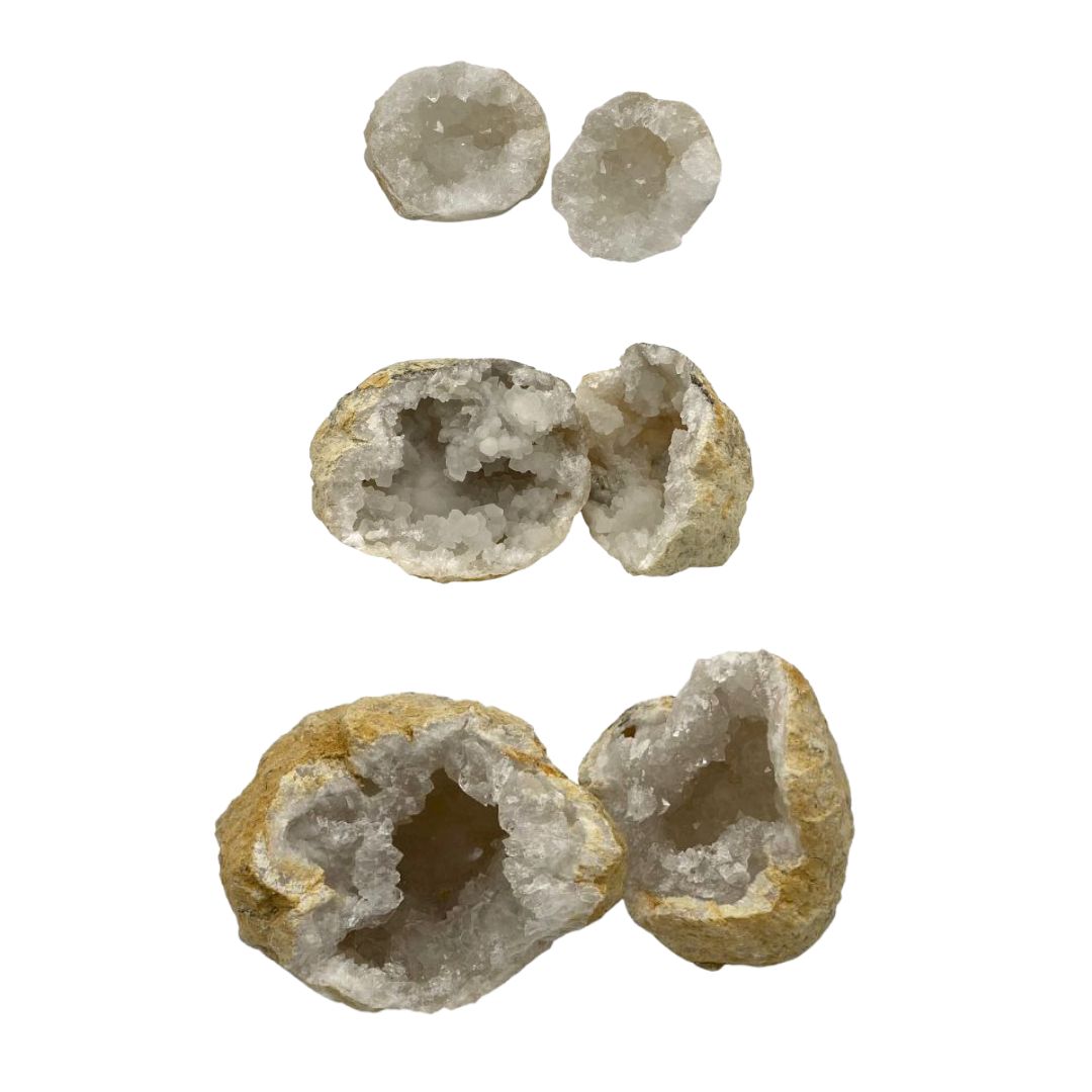Geode white quartz assorted sizes - 1kg bag