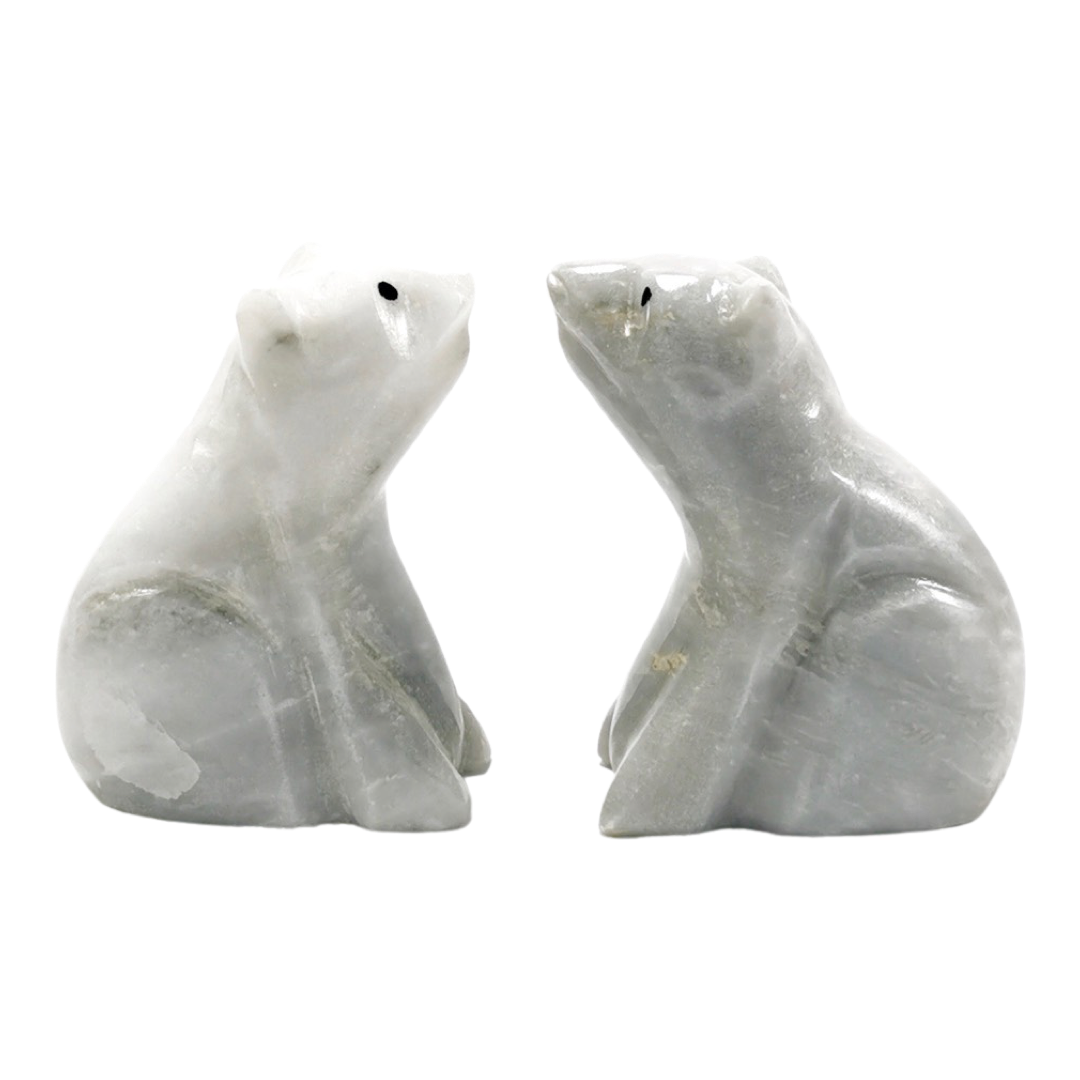 3" Bear (white ziarat/super-white onyx) - Case of 5