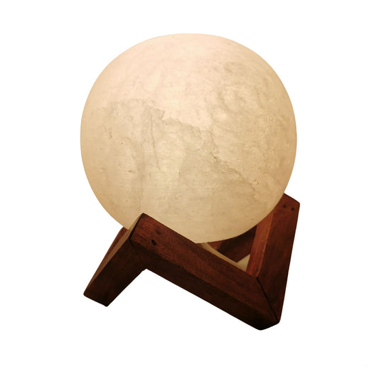 Sphere Salt Lamp on Wooden Stand (WHITE)