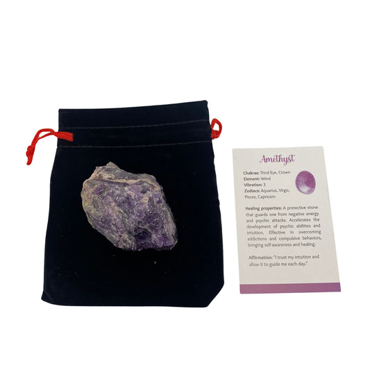 Amethyst Rough Cut Crystal with Gift Pouch - Case of 10