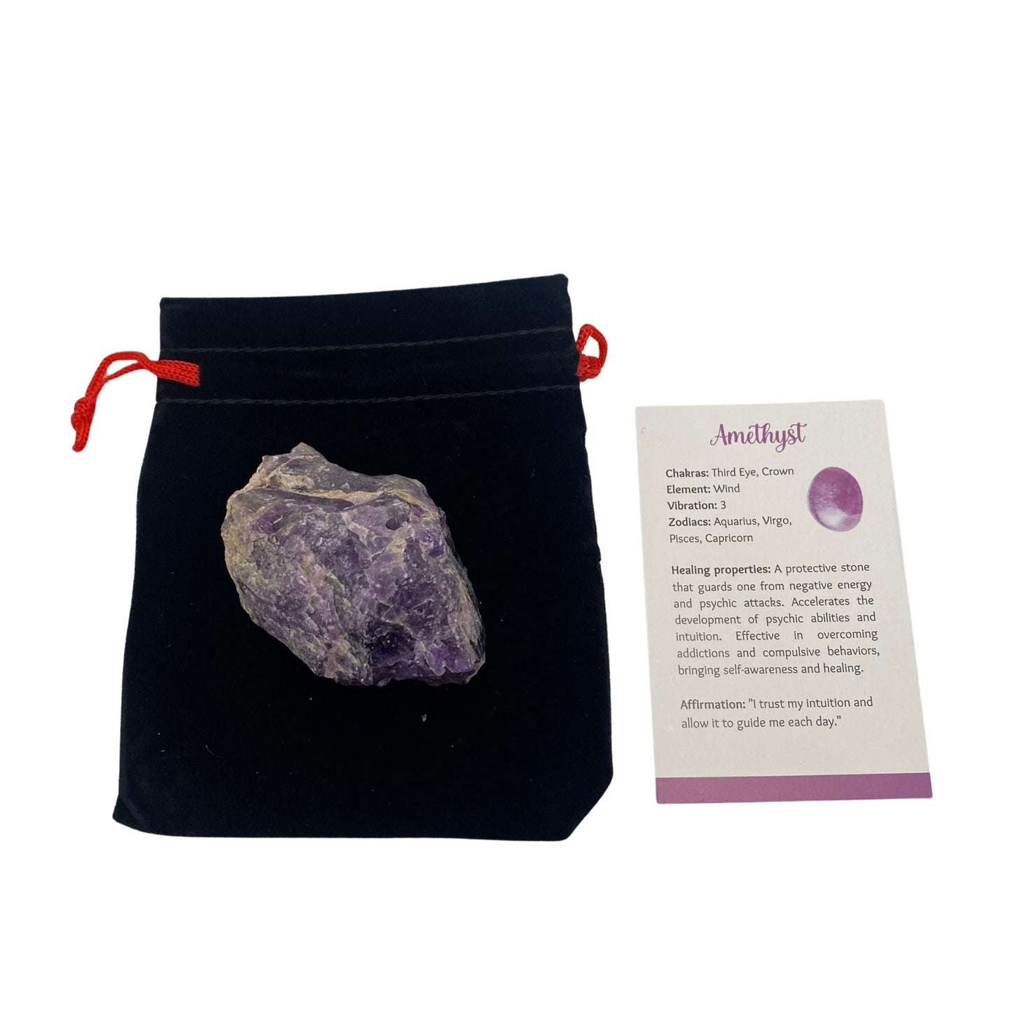 Amethyst Rough Cut Crystal with Gift Pouch - Case of 20