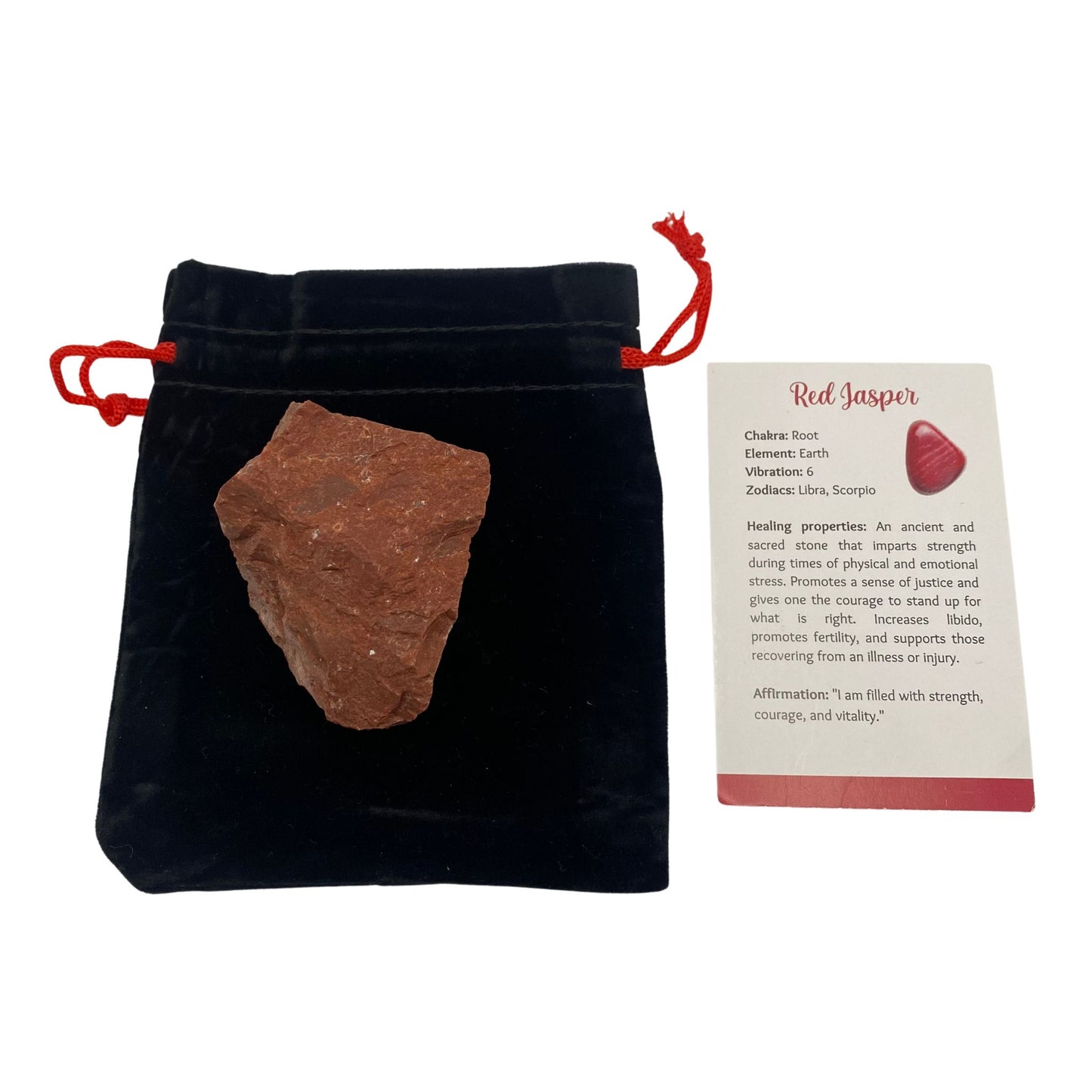 Red Jasper Rough Cut Crystal with Gift Pouch - Case of 20