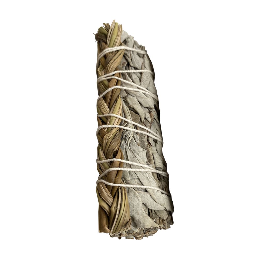 Braided Sweet Grass and White Sage 4" Smudge Sticks - Case of 3