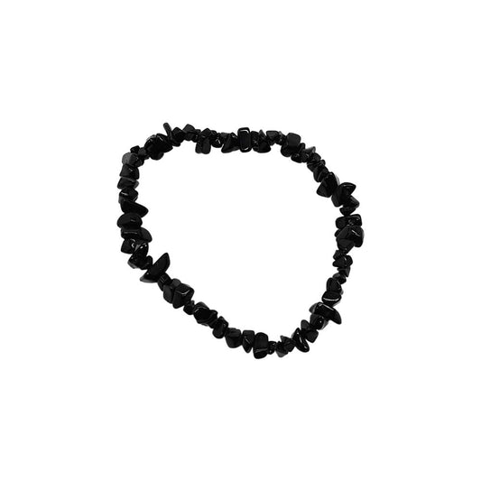 Black Obsidian Gemstone Chip Bracelet - Case of 5