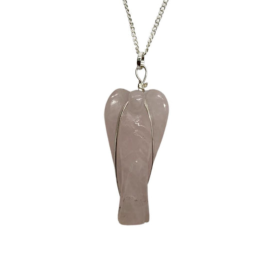 Rose Quartz Crystal Angel Pendant 3-4cm - Case of 3