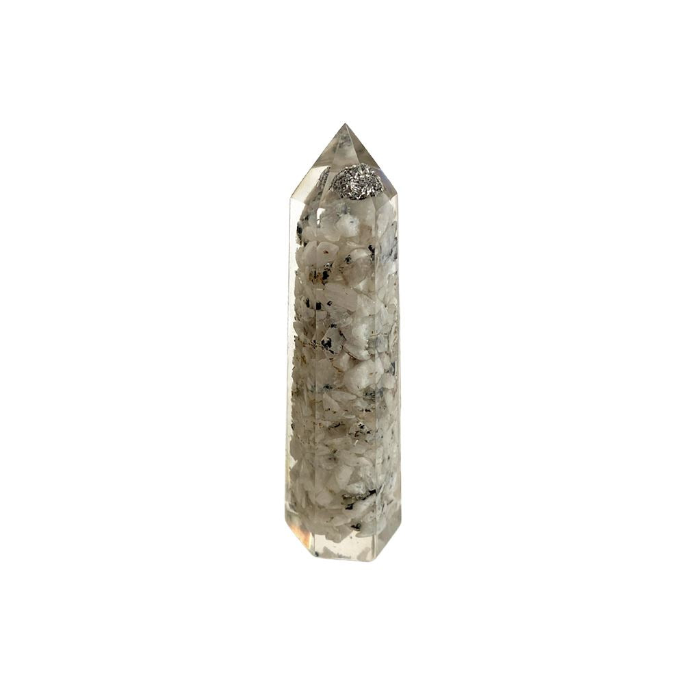 Rainbow Moonstone Orgonite Obelisk Tower 8cm - Case of 2