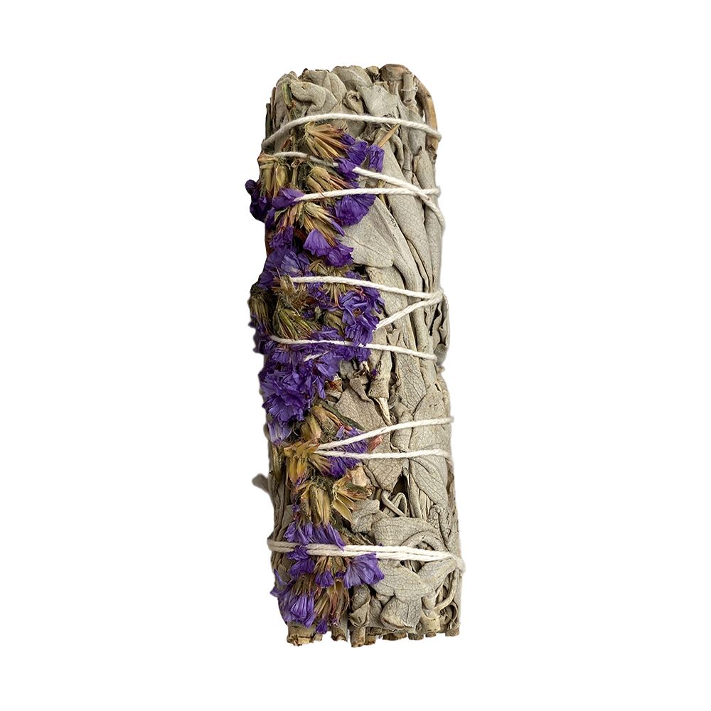Purple sinuata and white sage 4" smudge sticks - Case of 3