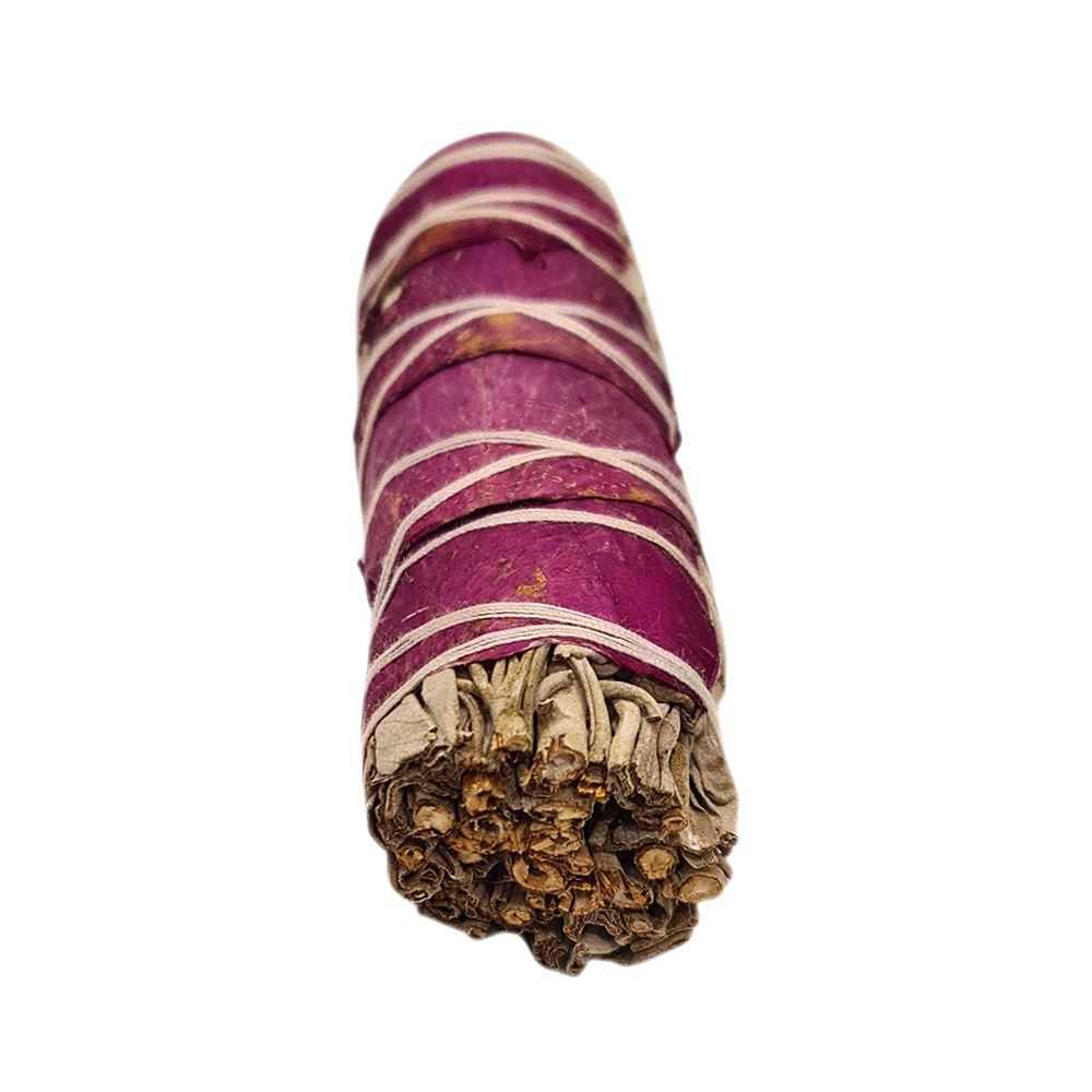 Pink petals and white sage 4" smudge sticks - Case of 3
