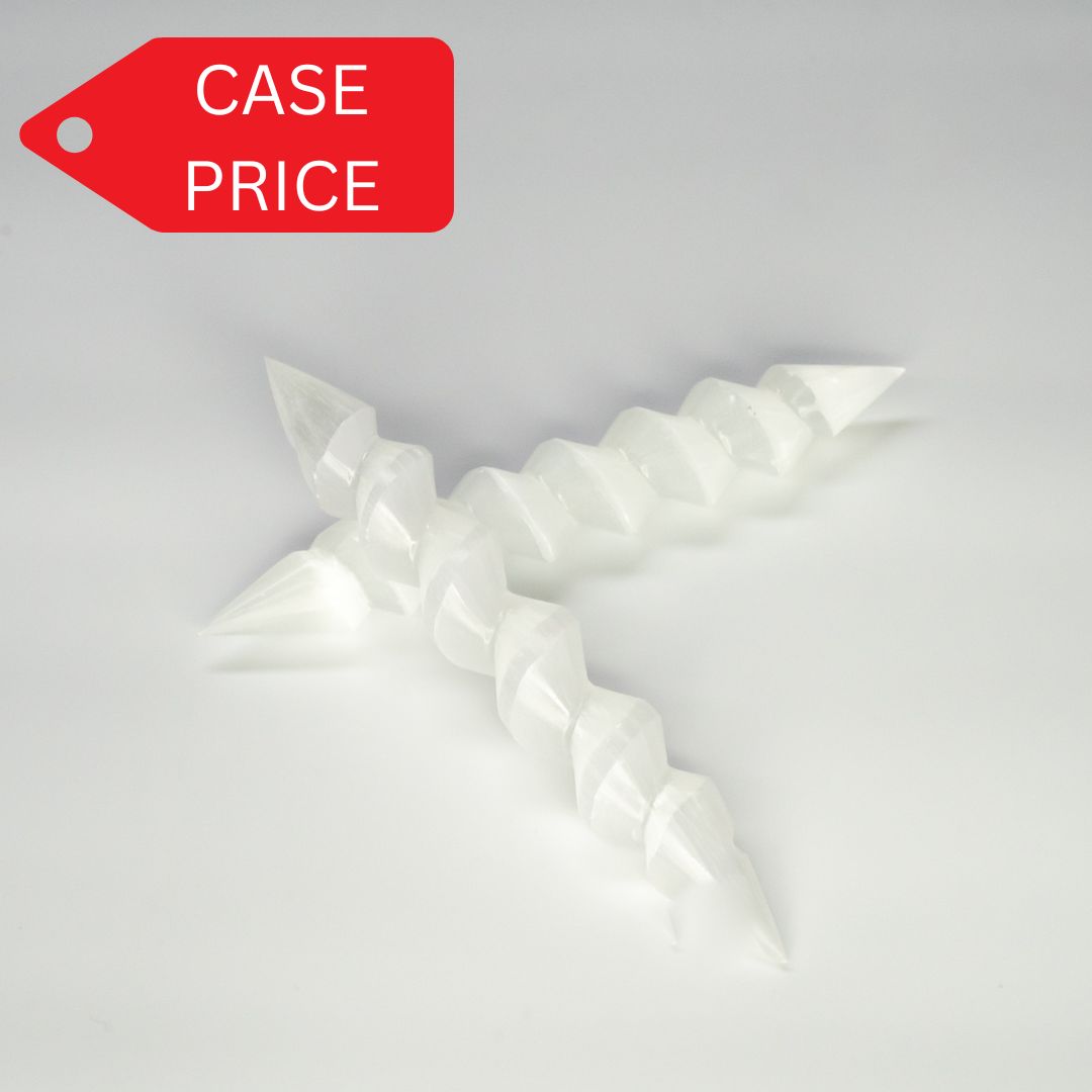 Selenite spiral wands 16 cm - Case of 5