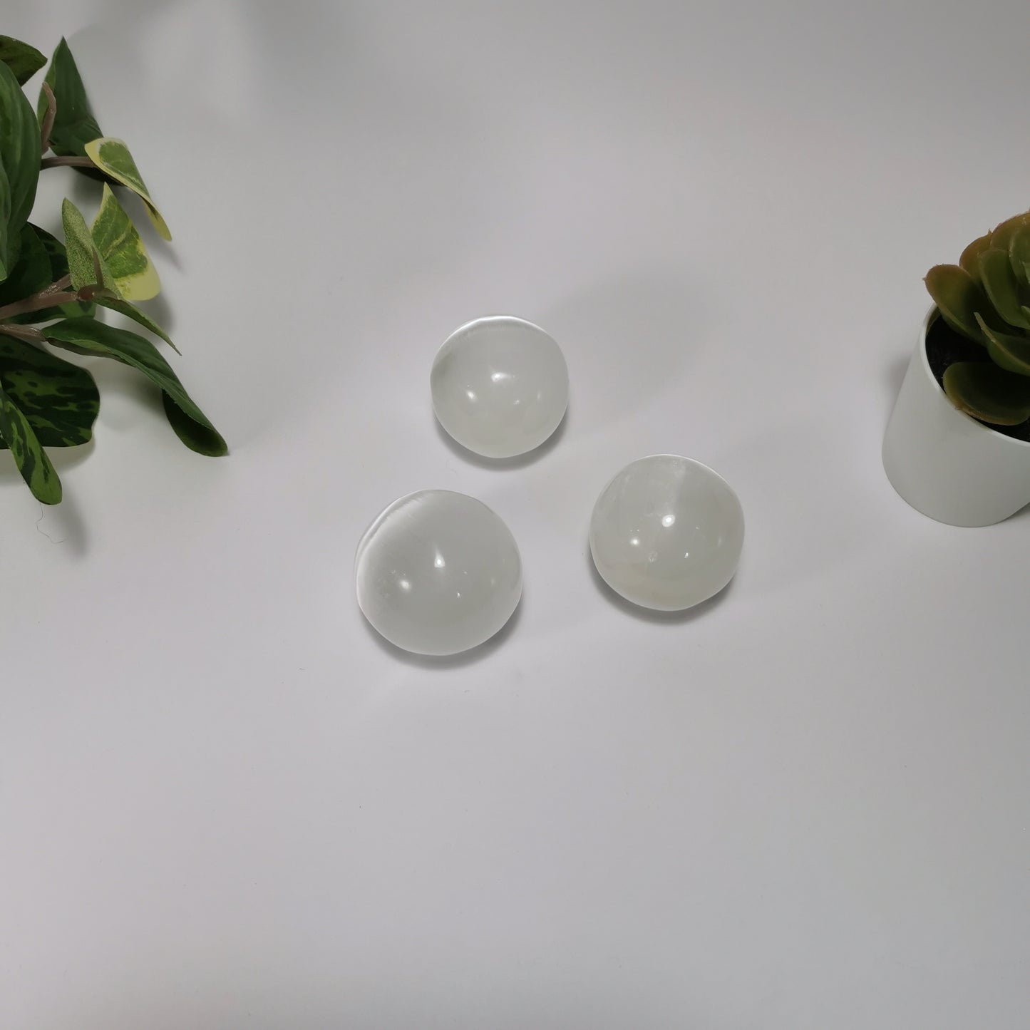 Selenite white spheres 5-6 cm - Case of 5