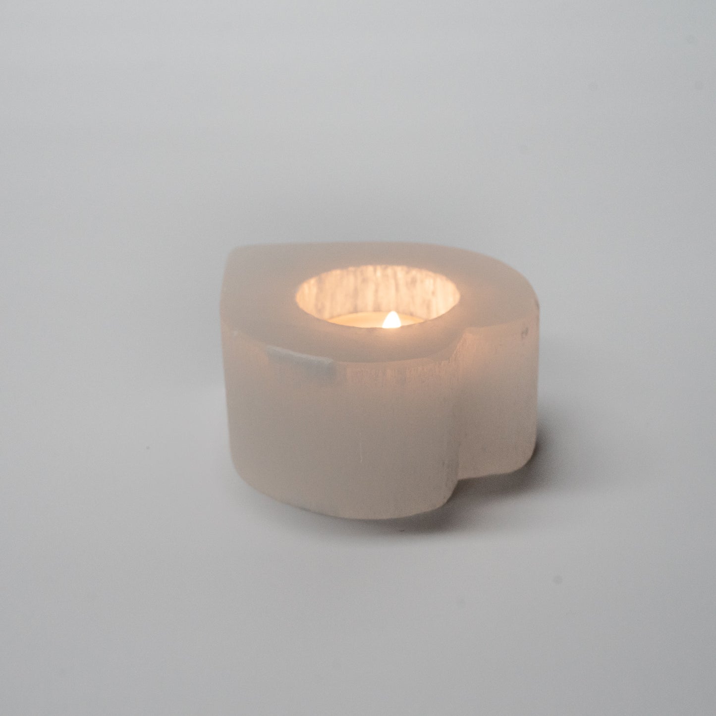 Selenite candle holder heart (white)