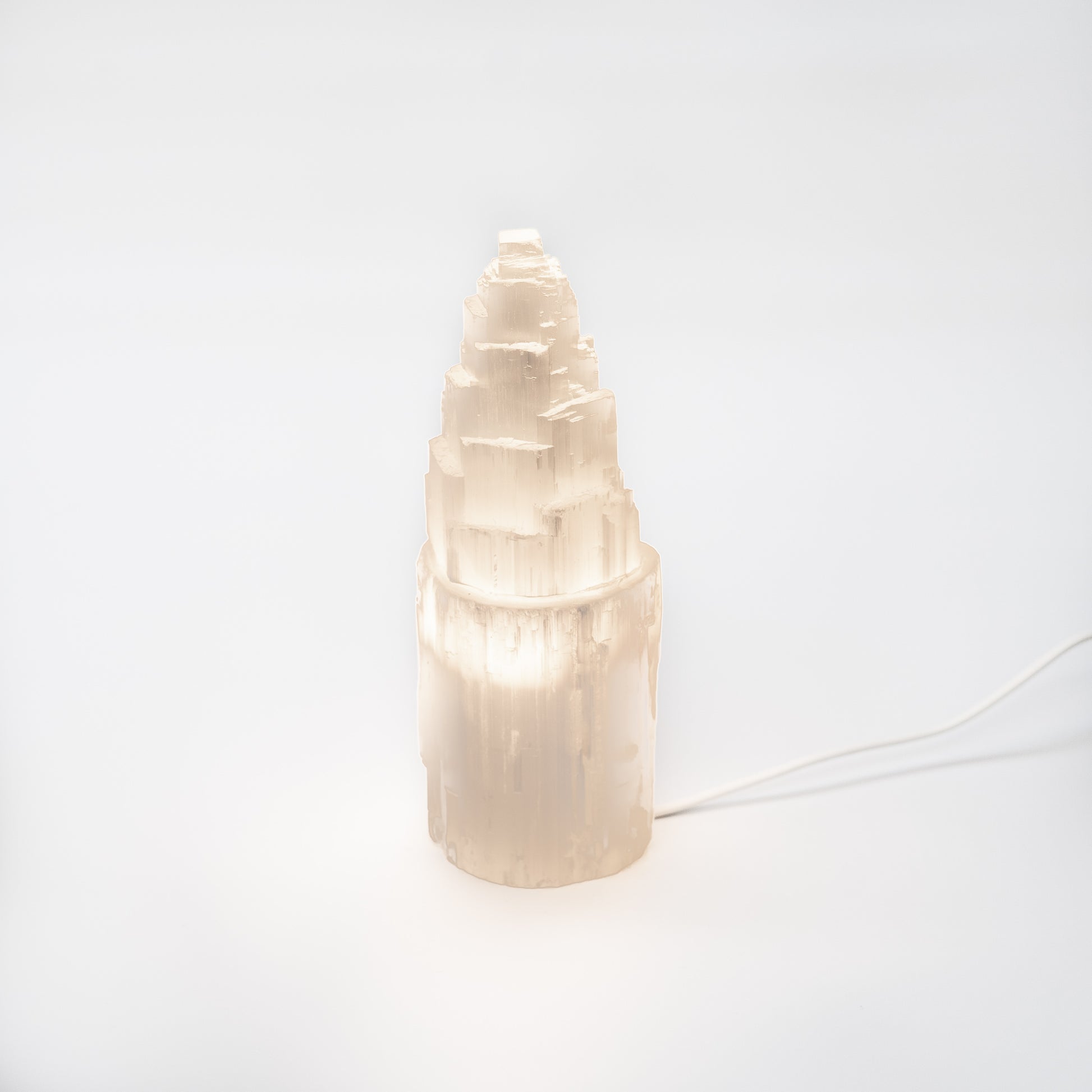 Selenite tower lamp (25cm)