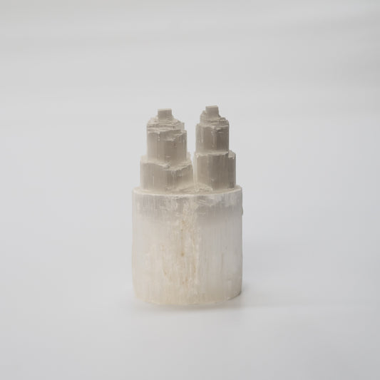 Selenite twin towers lamp 15 cm
